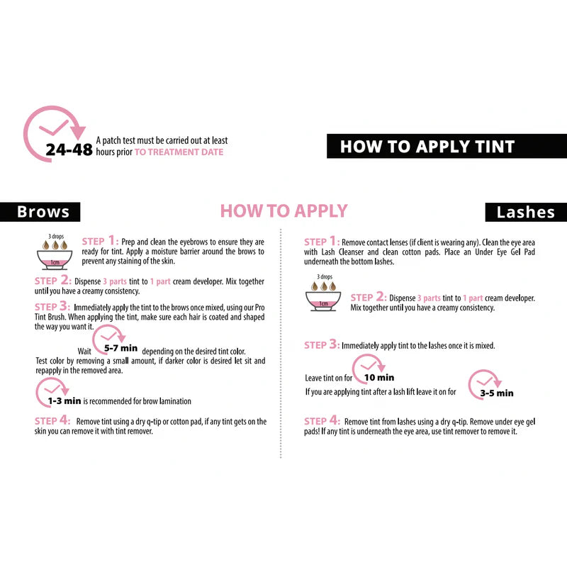 Lash and Brow Tint Procedure Card