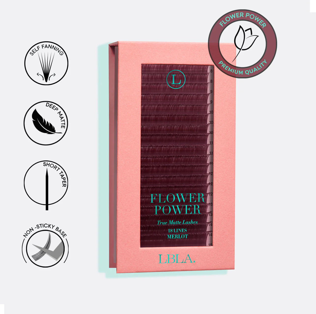 Flower Power True Matte Lashes 0.03mm - Merlot Burgundy Brown Lash Extensions image 0